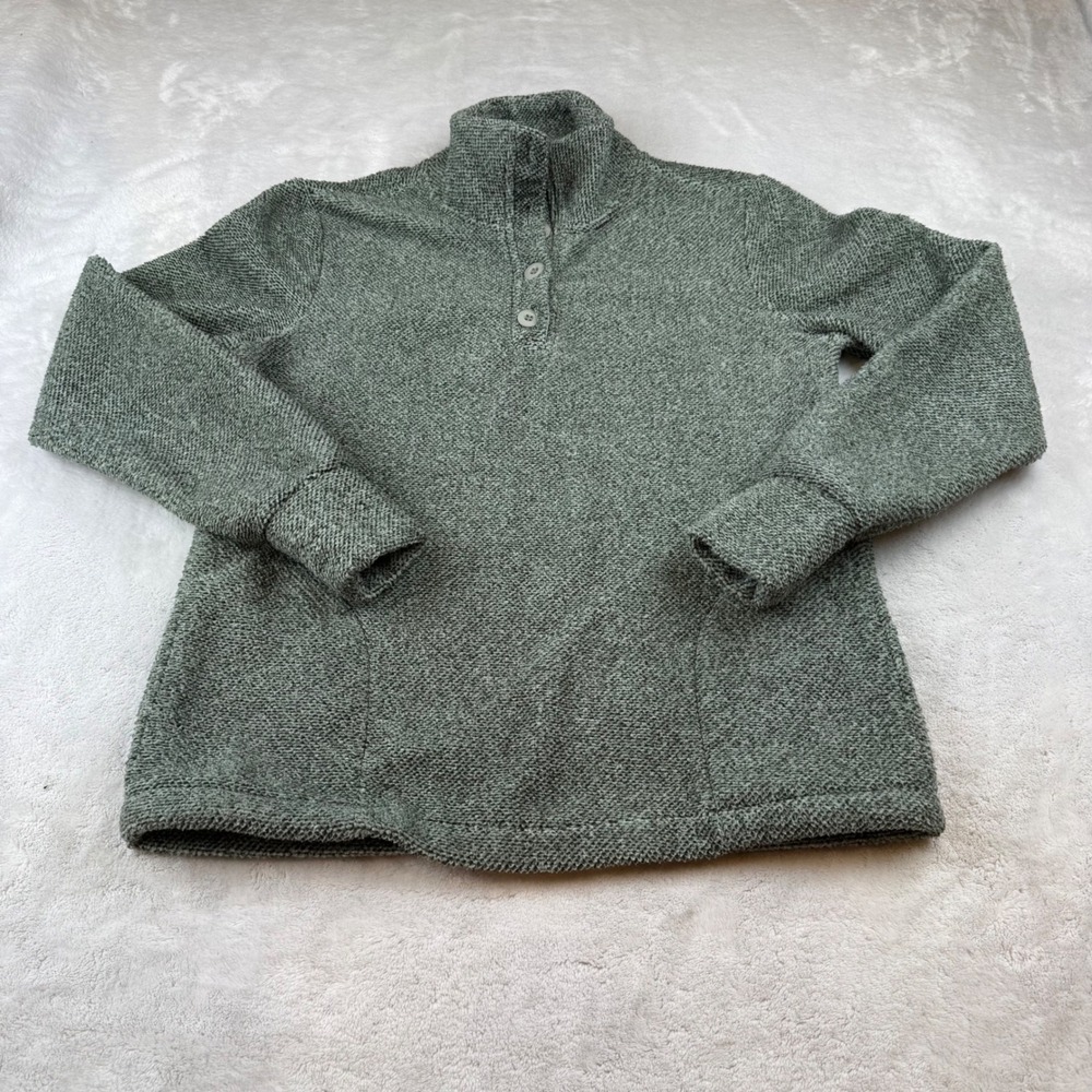 Balance Collection Green Textured Pullover Sweater Size S Snap Neck
